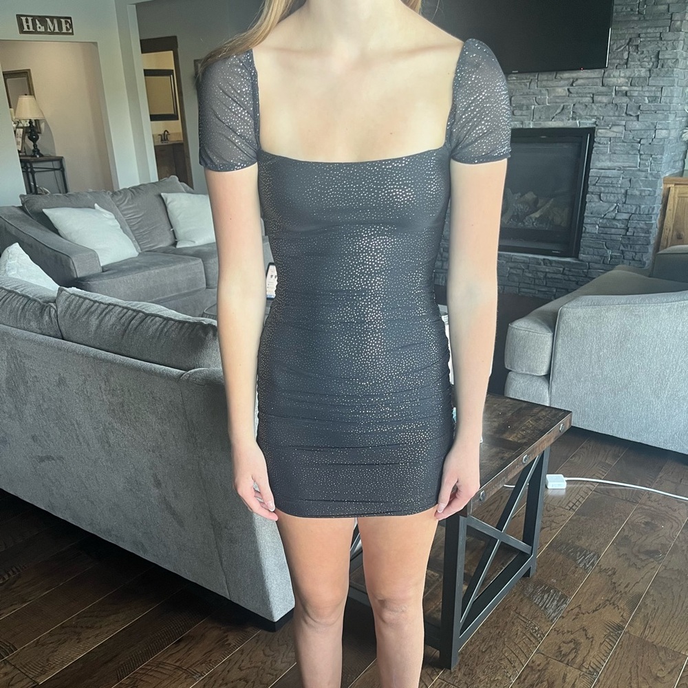Lucy in the Sky black bodycon sparkle dress, sz XS. Never worn